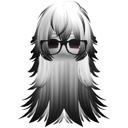 Vkei Moe Black & White Messy Long Hair /w Glasses
