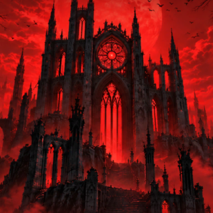 Goth Red Moon Castle Cool Emo Halloween Background