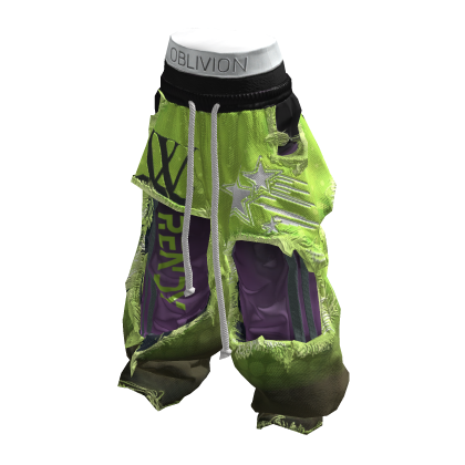 Green Opium Style Distressed Panel Pants
