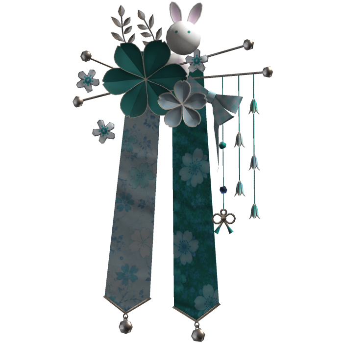 Teal & Silver Sakura Japanese Flower Hairclip