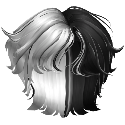 Wavy Middle Part Boy Hair (Black & White Split) Roblox item
