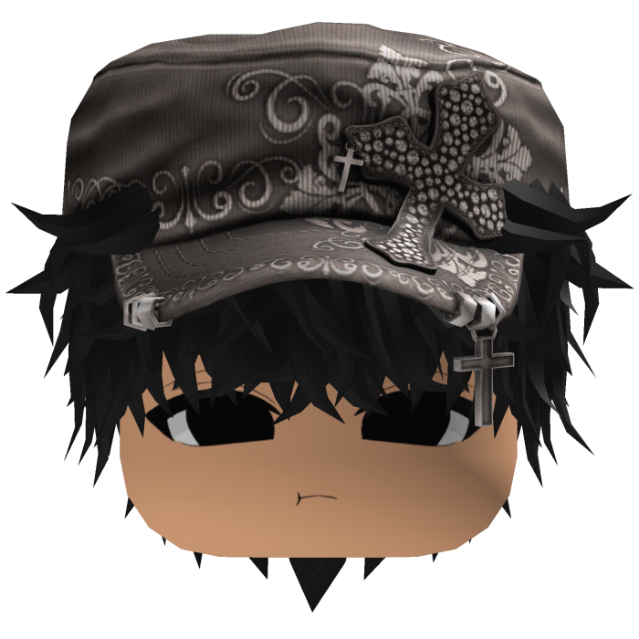 Black Messy Anime Hair w/ Ash Cadet Cap