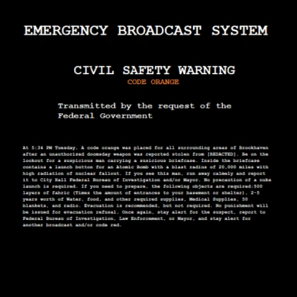 Code Orange Alert (FOR RP)