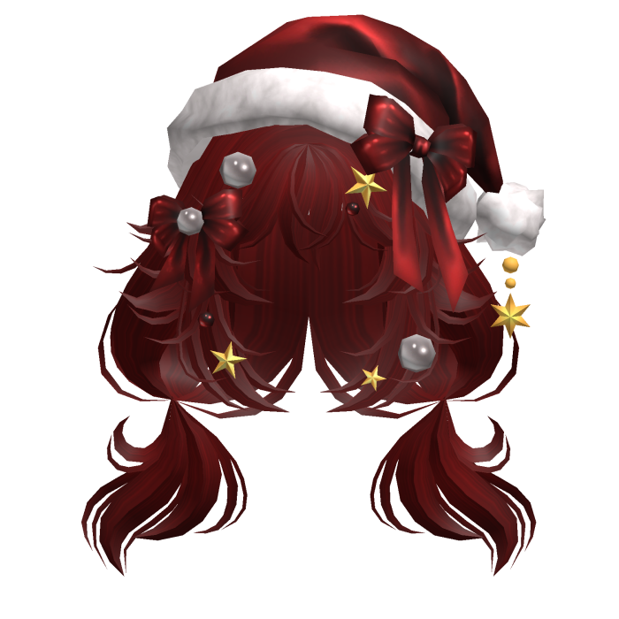 Festive Curly Christmas Ribbon Pigtails Red
