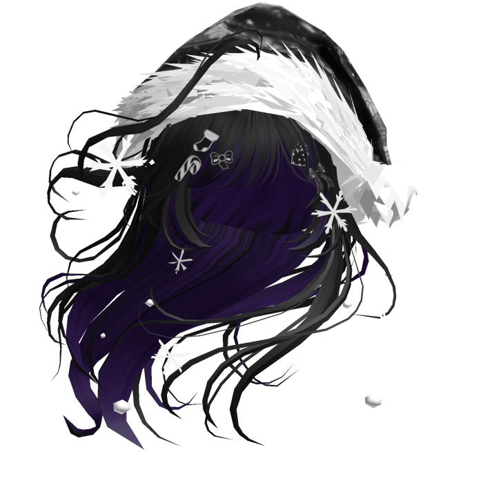Lush Windy Hair w/Santa Hat (Black&Purple)