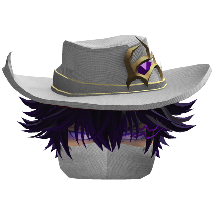 Fluffy Hair with Mask & Hat - White Purple