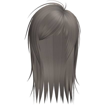 cute messy side part scene hair in ash brown Roblox item