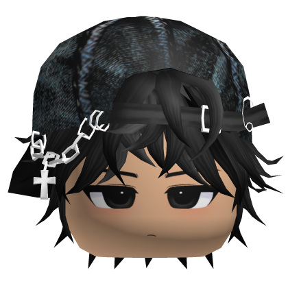 Emo Black Hair + Cross Chain & Hat Roblox item