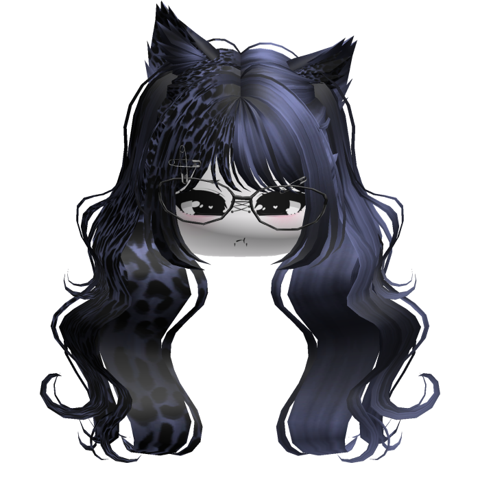 Wavy Moe Pigtails w/ Cat Ears (Blue Leopard)