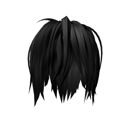 messy cute emo hair, anime black Roblox item