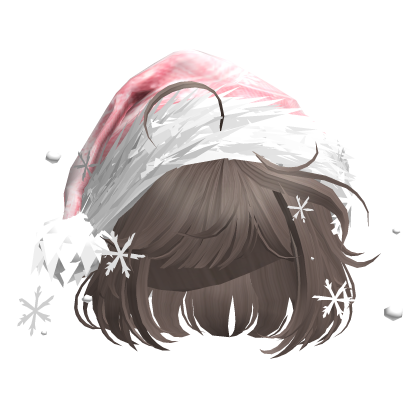 Christmas Cute Hair w/Santa Hat (Light Brown) Roblox item