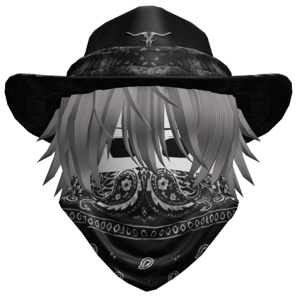 Black Cowboy Hat with Mask + Neck Scarf