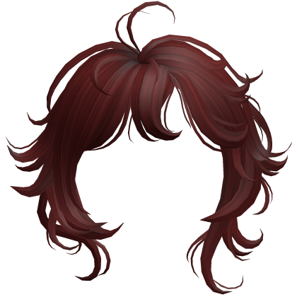 Messy Fluffy Swirly Curly Anime Bangs in Red Roblox item