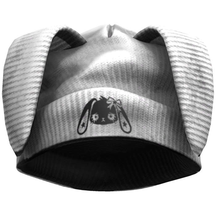 White Oversized Distressed Bunny Beanie
