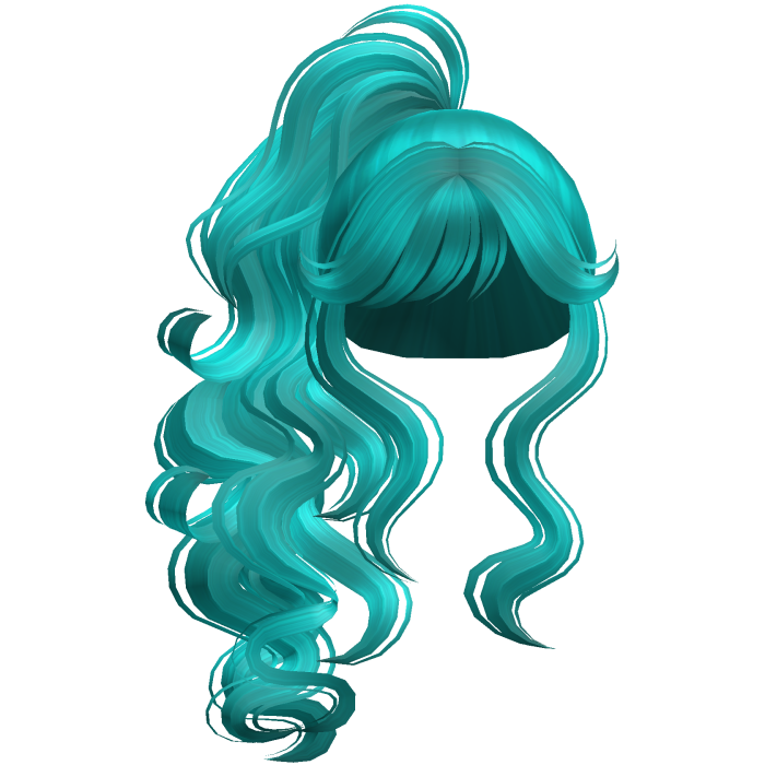 Gyaru Updo Ponytail Curly Hair Aqua Blue
