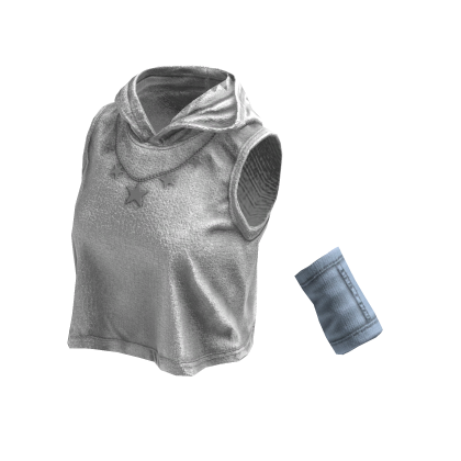 Sleeveless Stylish Hoodie (White Light Blue)