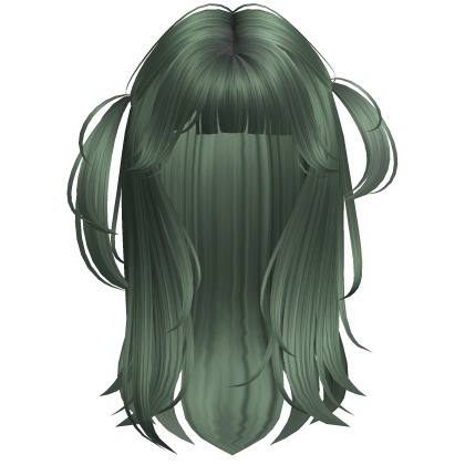 Messy Tilted Long Pigtails (Dark Green) Roblox item