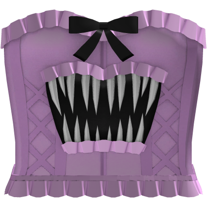 purple emo gothic ruffled monster teeth corset 
