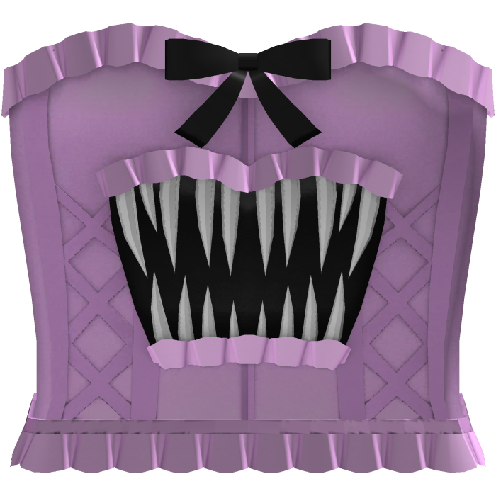 purple emo gothic ruffled monster teeth corset 
