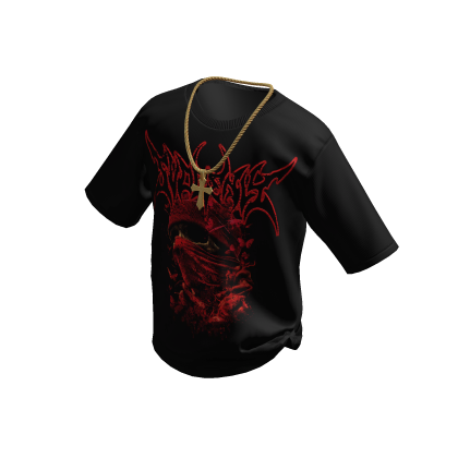 Graphic SVDDENLY T-Shirt Black w/ Gold Cross Chain