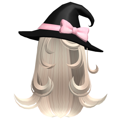Blonde Swirly Halloween Witch hair w/ Witch Hat Roblox item