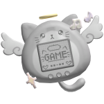 ʚ kawaii grey kitty angel gatchi keychain