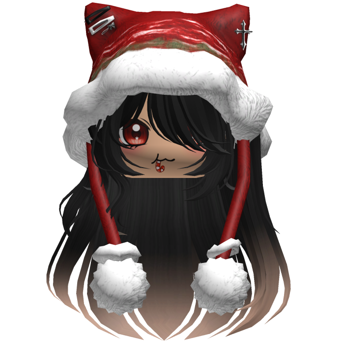 Long Black and Brown hair cute Christmas hat Y2k
