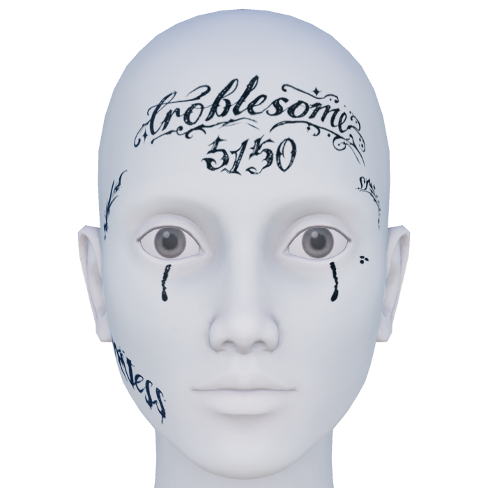 Troublesome Cursive Face Tattoos