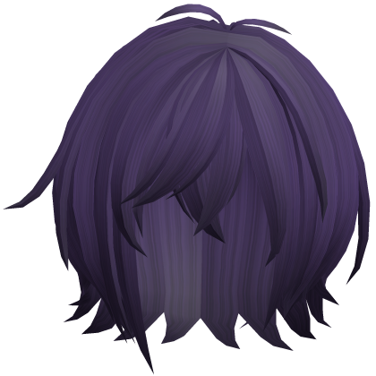 soft messy short hair in dark purple