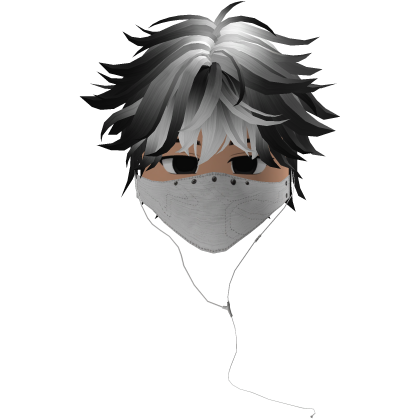Cute Emo Boy Headphones Mask white Y2K ( white )