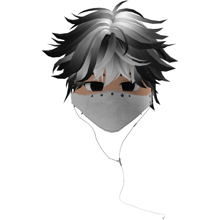 Cute Emo Boy Headphones Mask white Y2K ( white )