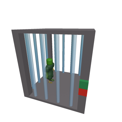 Jail cage with a zombie in it