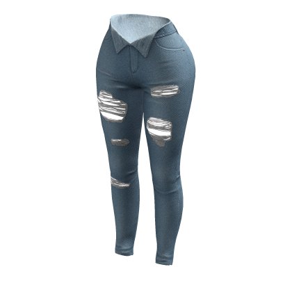 Unzipped Skinny Jeans Blue Opened Ripped Denim Y2K thumbnail
