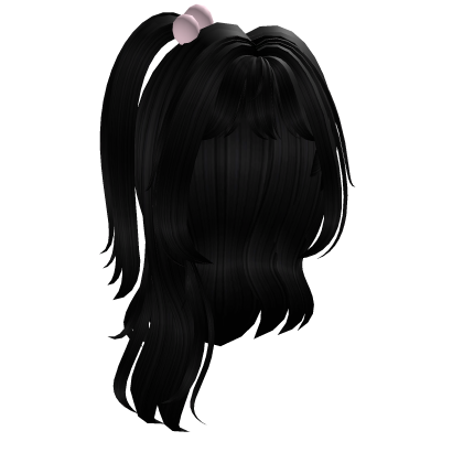 Cute messy black doll hair w/ ponytail  Roblox item