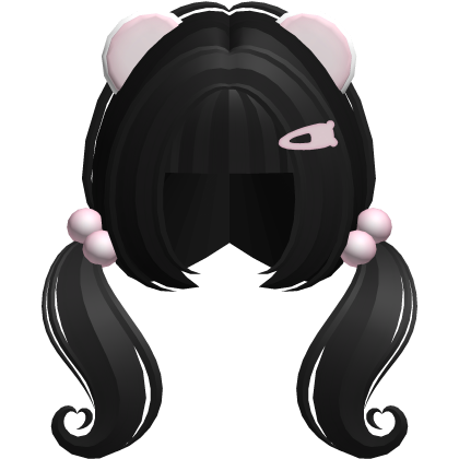 ♡ cute n short heart moe pigtails (black)