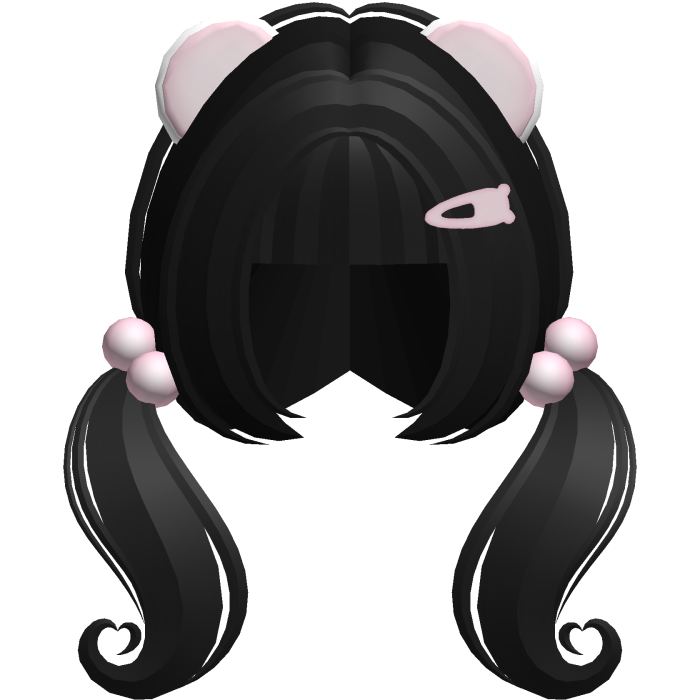 ♡ cute n short heart moe pigtails (black)