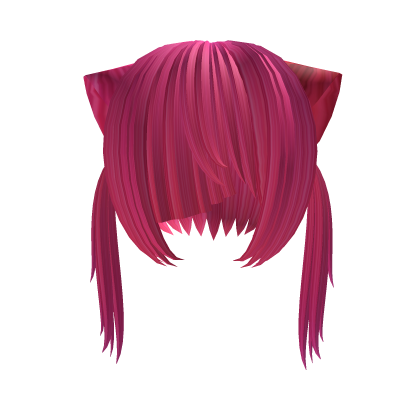 🖤꒱hot pink kitty ears razor bangs messy pigtails