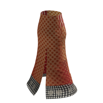 Orange Y2K Polka Dot Gingham Maxi Skirt [PBR]