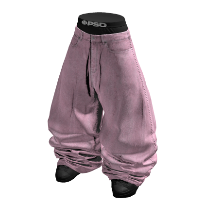 BAGGY Sagged Pastel Pink Jeans w/ Shoes