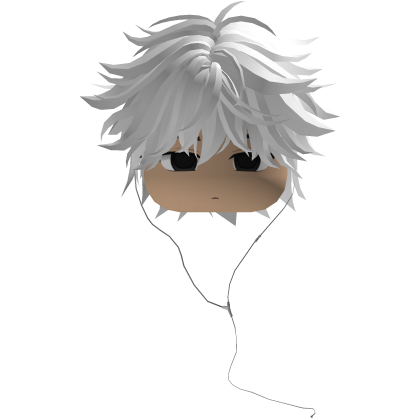 Y2K emo boy with headphones, white hair