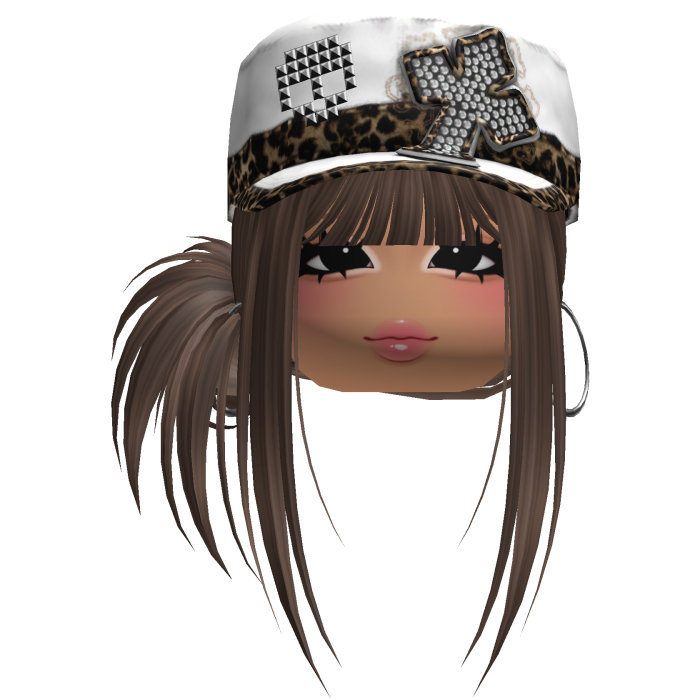 Gyaru Side Bun Hair w/ Cheetah Cap & Earrings