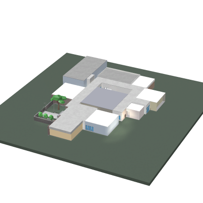 High School Campus Town Building Academy