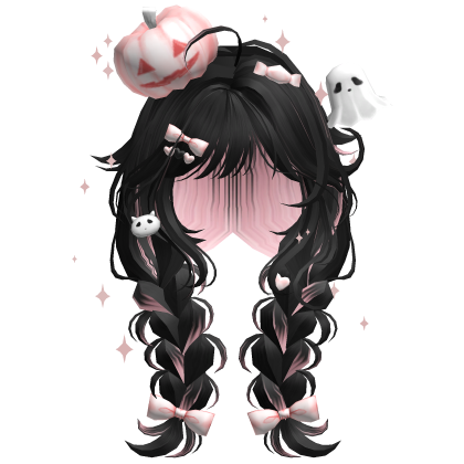 Halloween Cute Pumpkin Braids (Black&Pink) Roblox item