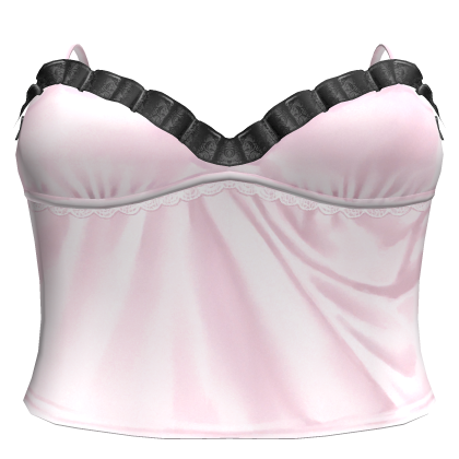 Pink & Black Satin Ruffle Babydoll Cami Roblox item