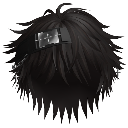 Dark Brown Y2K Messy Boy Hair w/ Headband & Cross Roblox item