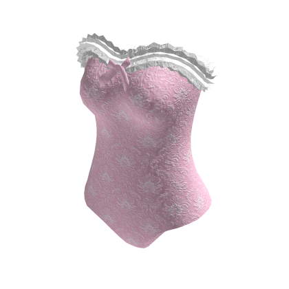 Winter Pink Lace Corset Bodysuit w/ Bow