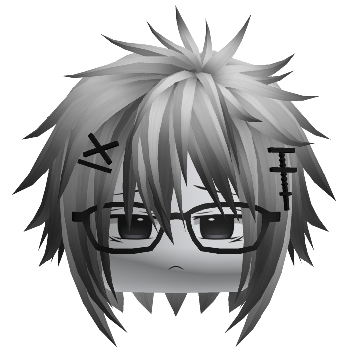 Silver Messy Emo Boy Hair w Glasses & Cross Clips