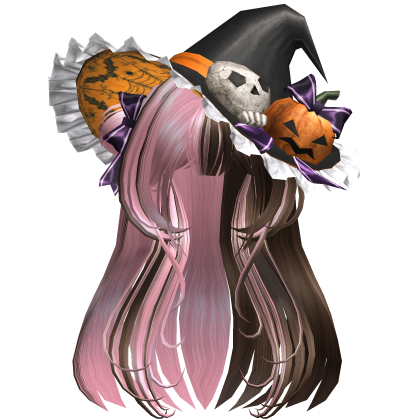 HALLOWEEN PUMPKIN SKULL WITCH HAT HAIR Roblox item
