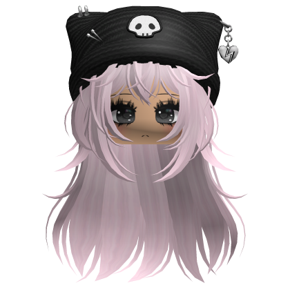 Emo Kawaii Skull Beanie W/ Wolfcut Pink