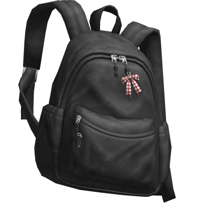 Black Canvas Backpack with Red Gingham Bow [3.0] 
